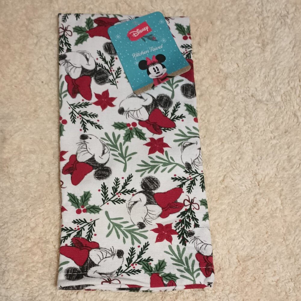 NWT ~ Disney Minnie Mouse "Spreading Holiday Cheer" Single Kitchen Towel